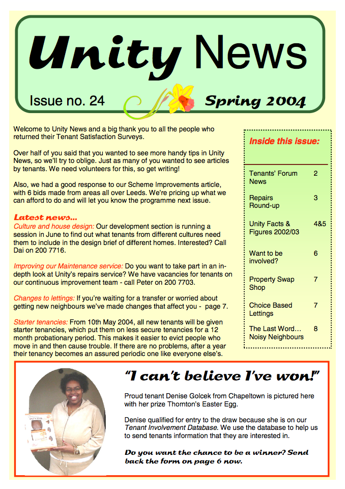 Newsletters | Leeds | Unity News 2004